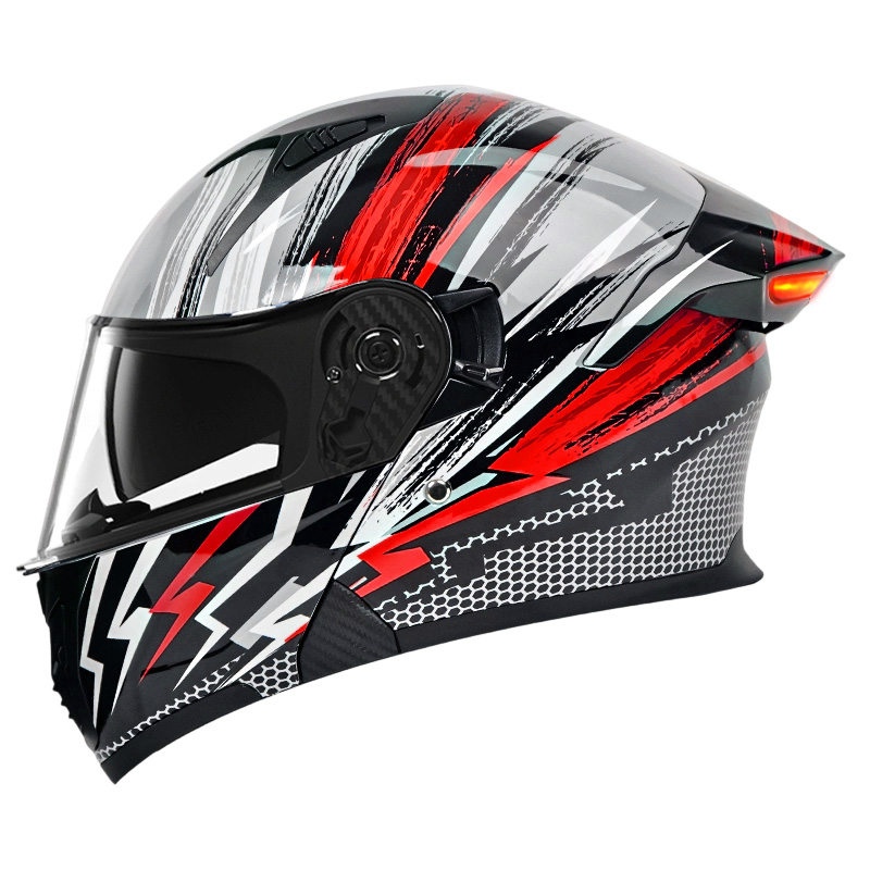 K9 LED Intelligence Safety Baglygte Motorcykelhjelm DOT-certificeret Flip Up-hjelm